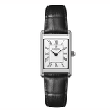 Đồng Hồ Nữ Carnival 8231L Mặt Trắng Chữ Nhật Dây Da Đen Vỏ Silver Size 21x31mm