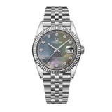 Đồng Hồ Nam Carnival 8250G Size 38mm Dáng Rolex Datejust Máy Tự Động Kính Sapphire Kim Loại Silver Mặt Đen Xà Cừ