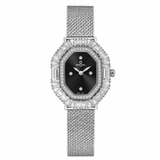 Đồng Hồ Nữ Carnival 8237L Mặt Đen Đính Đá Dây Lưới Silver Size 32mm