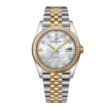 Đồng Hồ Nam Carnival 8250G Size 38mm Dáng Rolex Datejust Máy Tự Động Kính Sapphire Kim Loại Demi Vàng Mặt Trắng Xà Cừ