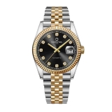 Đồng Hồ Nam Carnival 8250G Size 38mm Dáng Rolex Datejust Máy Tự Động Kính Sapphire Kim Loại Demi Vàng Mặt Đen