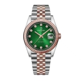 Đồng Hồ Nam Carnival 8250G Size 38mm Dáng Rolex Datejust Máy Tự Động Kính Sapphire Kim Loại Demi Vàng Hồng Mặt Xanh Lá