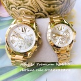 Đồng Hồ Cặp Michael Kors Dây Thép Vàng Mặt Trắng Size 43mm - 36mm MK6266 MK6267
