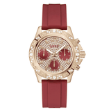 Đồng Hồ Nữ Guess GUGW0772L2 Dây Cao Su Đỏ Vỏ Rose Đính Đá Size 40mm