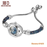 Đồng Hồ Lắc Tay Nữ Davena 61625 Dây Swarovski Xanh Navy Vỏ Silver Size 31mm
