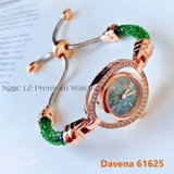 Đồng Hồ Lắc Tay Nữ Davena 61625 Dây Swarovski Xanh Lá Vỏ Rose Gold Size 31mm