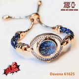 Đồng Hồ Lắc Tay Nữ Davena 61625 Dây Swarovski Xanh Navy Vỏ Rose Gold Size 31mm