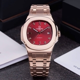 Đồng Hồ Nam Carnival 8160G Tự Động Mặt Đỏ Dây Kim Loại Vàng Hồng Size 41mm