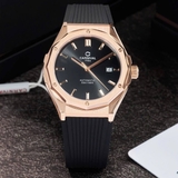Đồng Hồ Nam Carnival 8168G Tự Động Mặt Đen Dây Cao Su Đen Vỏ Vàng Hồng 42mm