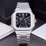 Đồng Hồ Nam Carnival 8187G Tự Động 6 Kim Mặt Đen Dây Kim Loại Silver Size 42mm