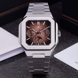Đồng Hồ Nam Carnival 8187G Tự Động 6 Kim Mặt Nâu Dây Kim Loại Silver Size 42mm