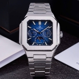 Đồng Hồ Nam Carnival 8187G Tự Động 6 Kim Mặt Xanh Dây Kim Loại Silver Size 42mm