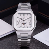 Đồng Hồ Nam Carnival 8187G Tự Động 6 Kim Mặt Trắng Dây Kim Loại Silver Size 42mm