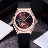 Đồng Hồ Nam Carnival 8189G Tự Động Mặt Nâu Dây Cao Su Đen Vàng Hồng 42mm