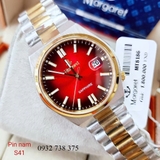 Đồng Hồ Nam Margaret Mặt Đỏ MT8186 Dây Kim Loại Demi Máy Pin Kính Sapphire 40mm