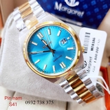 Đồng Hồ Nam Dây Kim Loại Demi Mặt Xanh Pastel Margaret MT8186 Máy Pin Kính Sapphire 40mm