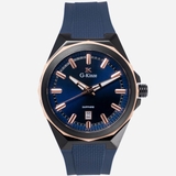 Đồng Hồ Nam G-Kinze GK7016M Mặt Xanh Dây Cao Su Xanh Máy Pin Kính Sapphire Vỏ Đen 41mm