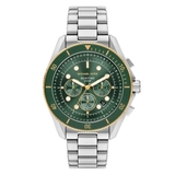 Đồng Hồ Nam Michael Kors MK9215 Mặt Xanh Lá Chronograph Benzel Xoay Kim Loại Màu Silver Size 45mm