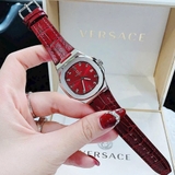 Đồng Hồ Nữ Carnival 8160L Dây Da Đỏ Mặt Đỏ Vỏ Silver Size 34mm