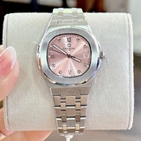 Đồng Hồ Nữ Carnival 8160L Mặt Hồng Dây Kim Loại Silver Size 34mm