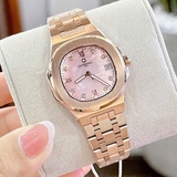 Đồng Hồ Nữ Carnival 8160L Mặt Hồng Xà Cừ Dây Kim Loại Vàng Hồng Size 34mm