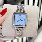 Đồng Hồ Nữ Coach 14504495 Mặt Vuông Xanh Dây Kim Loại Silver Size 28x28mm