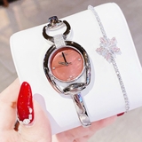 Đồng Hồ Nữ Franklin FL5224 Kiểu Dáng Lắc Tay Mặt Nâu Đính Đá Kim Loại Silver Size 30mm