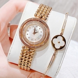 Đồng Hồ Nữ Franklin FL5488 Viền Xoay 2 Mặt Đính Đá Vỏ Vàng Hồng Size 32mm