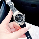 Đồng Hồ Nữ Franklin FL5588 Mặt Đen Dây Cao Su Đen Kim Loại Silver Size 32mm Máy Pin