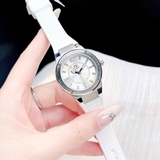 Đồng Hồ Nữ Franklin FL5588 Mặt Trắng Dây Cao Su Trắng Kim Loại Silver Size 32mm Máy Pin