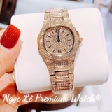 Đồng Hồ Nữ Franklin FL6122 Dây Kim Loại Vàng Hồng Đính Đá Máy Pin Size 32mm