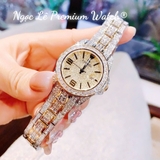 Đồng Hồ Nữ Franklin FL6166 Dây Kim Loại Mạ Vàng Đính Đá Máy Pin Size 33mm