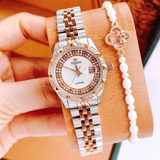 Đồng Hồ Nữ Franklin FL8686 Mặt Xà Cừ Demi Vàng Hồng Đính Đá Size 28mm