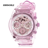 Đồng Hồ Nữ Guess GW0438L2 Dây Silicon Màu Hồng Trong Size 39mm - Mặt 6 Kim