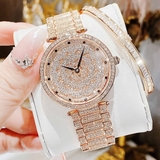 Đồng Hồ Nữ Jimi Jimi JM 86003 Mặt Xoay Đính Full Đá Kim Loại Vàng Hồng Size 35mm