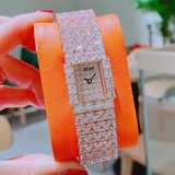 Đồng Hồ Nữ Jimi Jimi JM 86009 Dáng Vuông Đính Full Đá Mạ Vàng Hồng Size 21x27mm