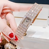 Đồng Hồ Nữ Jimi Jimi JM 86009 Dáng Vuông Đính Full Đá Mạ Vàng Size 21x27mm