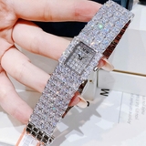 Đồng Hồ Nữ Jimi Jimi JM 86009 Dáng Vuông Đính Full Đá Kim Loại Silver Size 21x27mm