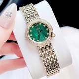 Đồng Hồ Nữ Kemil KM2502 Dây Kim Loại Vàng Mặt Xanh Lá Đính Đá Size 26mm