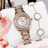 Đồng Hồ Nữ Melissa F6356 Đính Full Đá Vỏ Vàng Hồng Size 34mm