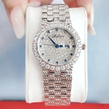 Đồng Hồ Nữ Meliisa F8139L Mặt Đá Xanh Viền Đính Đá Trắng Kim Loại Silver Size 32mm