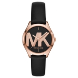 Đồng Hồ Nữ Michael Kors Mk2860 Dây Da Đen Mặt Đen Vỏ Vàng Hồng Size 33mm