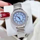 Đồng Hồ Nữ Michael Kors MK3395 Mặt Xanh Mint Xà Cừ Đính Đá Kim Loại Silver Size 37mm