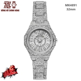 Đồng Hồ Nữ Michael Kors MK4891 Mini Raquel Pavé Dây Kim Loại Silver Đính Đá Size 32mm