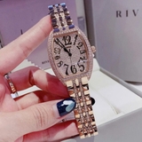 Đồng Hồ Nữ Rivero R9306 Dây Kim Loại Vàng Hồng Đính Đá Size 34mm