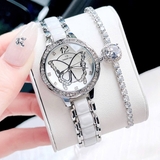 Đồng Hồ Nữ Roberto Era Dây Ceramic Mặt Bướm Vỏ Trắng Size 32mm