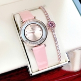 Đồng Hồ Nữ Roberto Era Dây Da Hồng Vỏ Vàng Hồng Đá Chảy Size 32mm