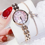 Đồng Hồ Nữ Roberto Era Mặt Hồng Xà Cừ Dây Kim Loại Vàng Hồng Size 28mm