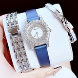 Đồng Hồ Nữ Roberto Era Dây Da Xanh Kèm Kim Loại Vỏ Silver Đính Đá Size 31mm