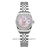 Đồng Hồ Nữ Carnival 8131L2 Dây Thép Silver Mặt Xà Cừ Hồng Viền Đá Size 30mm - Quartz